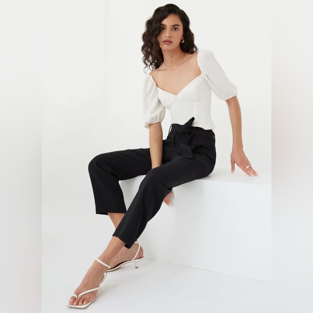 Aritzia Wilfred Tie-Front Black High Waisted Cropped Formal Casual Office Pant